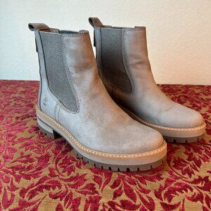 Timberland Womens Courmayeur Valley Chelsea Ankle Boots Nubuck Leather Taupe 7
